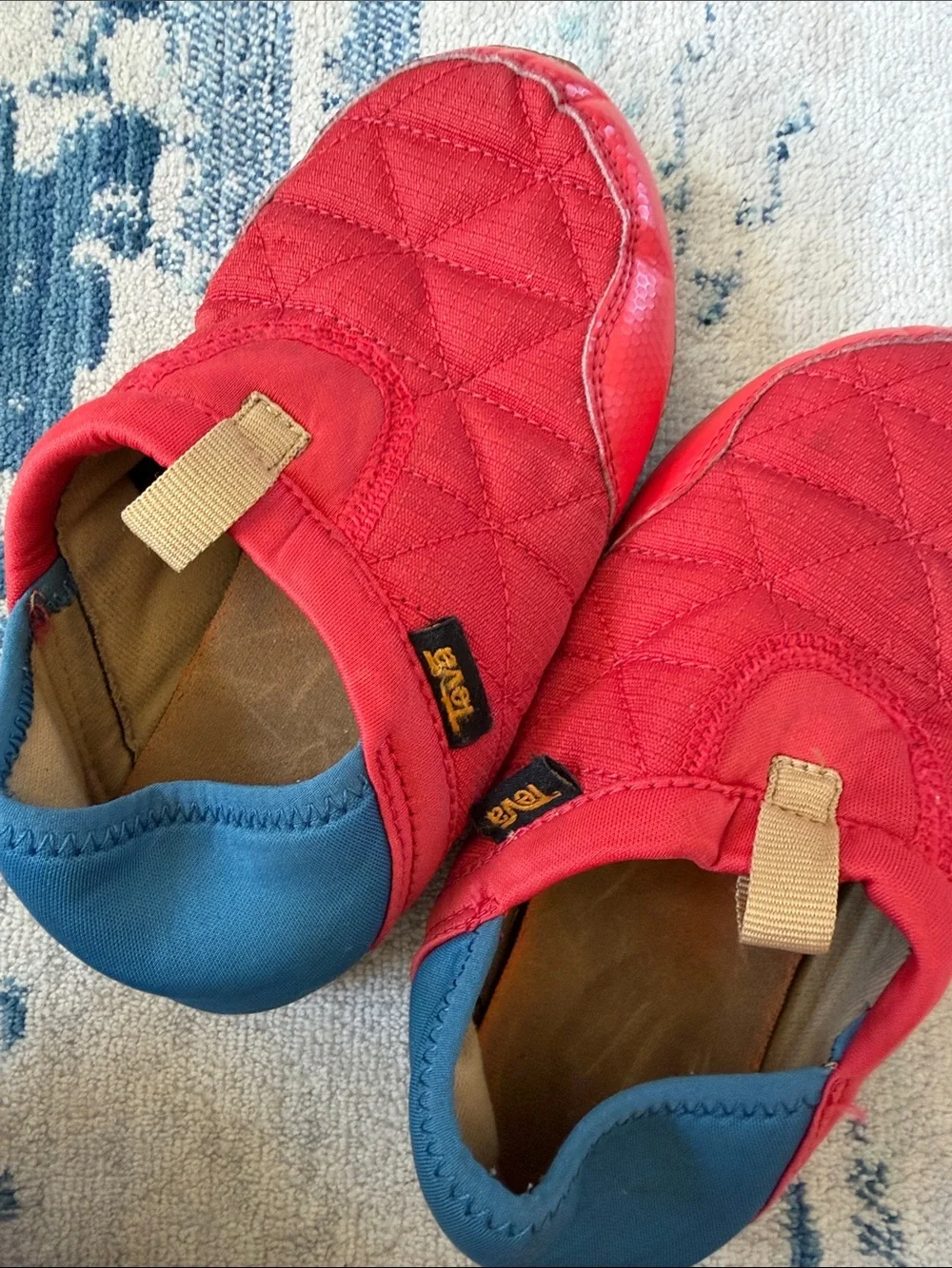 Teva Kids Quilted Red and Blue Slip-On Shoes